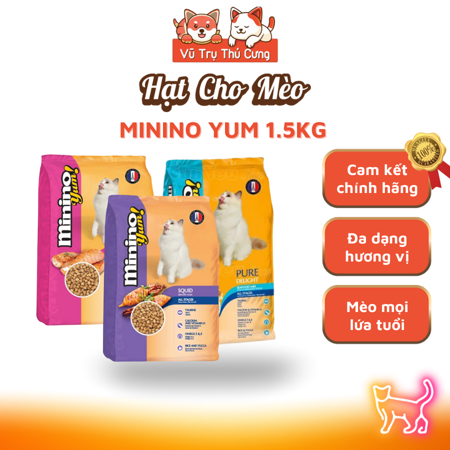 (1,5Kg) Thức Ăn Hạt Cho Mèo Mọi Lứa Tuổi MININO YUM