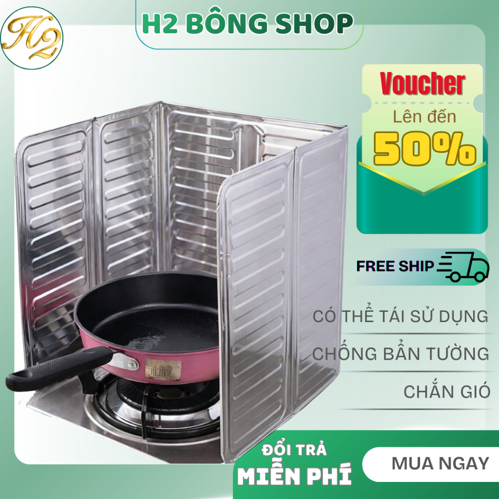Tấm Chắn Gió Bếp Gas Gấp Gọn, Chống Tạt Gió, Tiết Kiệm Gas, Tấm Chắn Dầu Mỡ