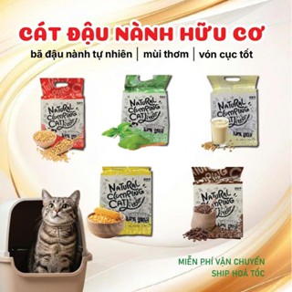 Cát đậu nành cho mèo natural , cát mèo tofu 7l không bụi , vón cục khử mùi tốt túi 2.4kg