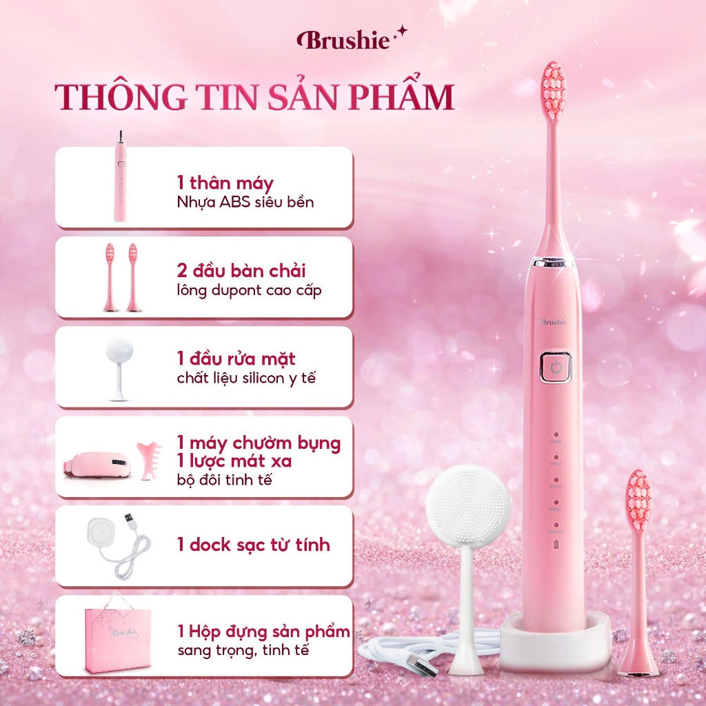 [GIÁ 615K LIVE SHOP] Bàn Chải Điện Brushie Ultra Lông Mềm, Tích Hợp Máy Rửa Mặt, Set Quà Tặng Cho Nữ, Quà Sinh Nhật LIS | BigBuy360 - bigbuy360.vn
