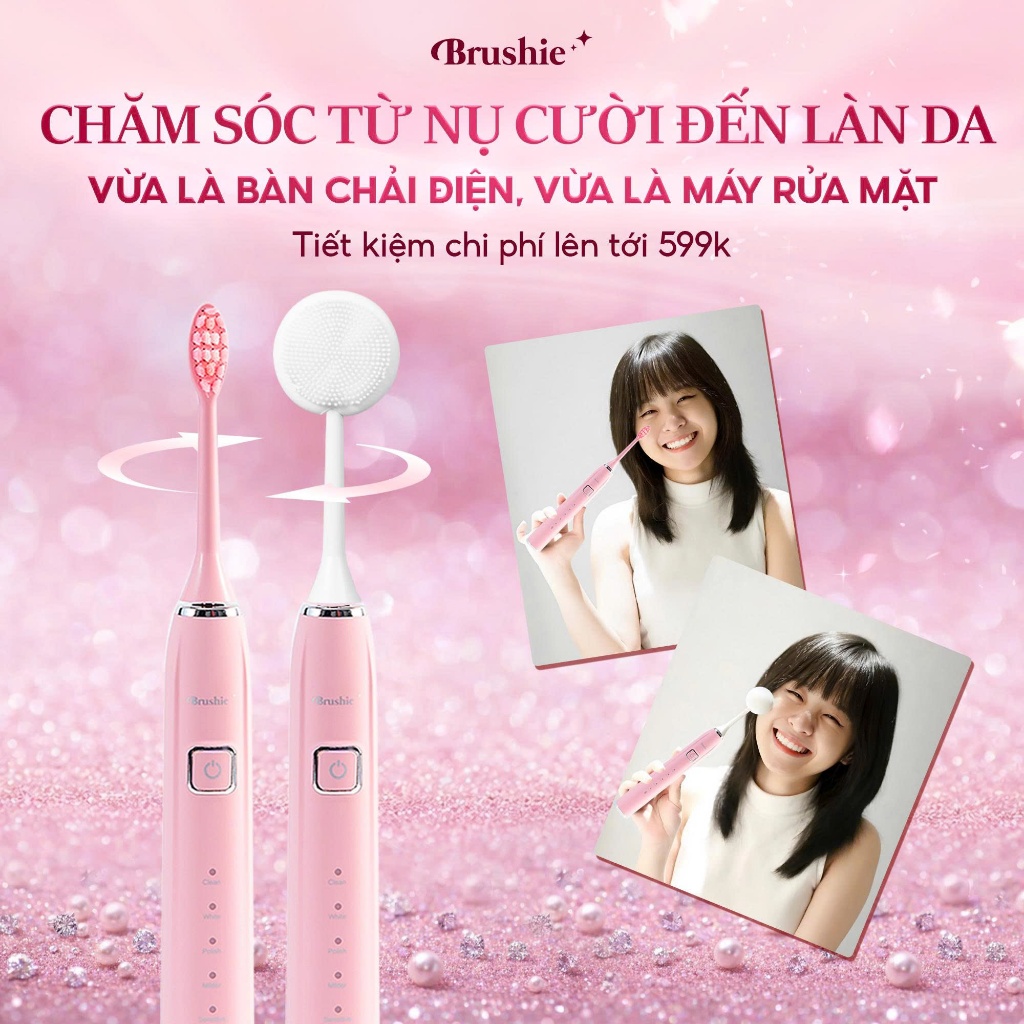 [GIÁ 615K LIVE SHOP] Bàn Chải Điện Brushie Ultra Lông Mềm, Tích Hợp Máy Rửa Mặt, Set Quà Tặng Cho Nữ, Quà Sinh Nhật LIS | BigBuy360 - bigbuy360.vn