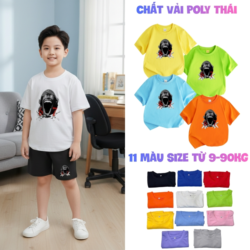 Áo thun trẻ em In Hình JJ MIKEY 67 KID ROBLOX, Áo thun cho bé Chất thun poly thái mềm min co giãn SS