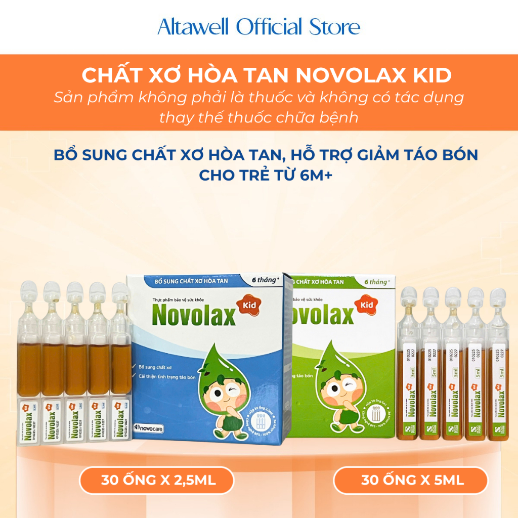 Chất Xơ Hòa Tan Novocare Novolax Kid Ống Uống - Bổ Sung Chất Xơ Hòa Tan Cho Bé, Hỗ Trợ Cải Thiện Tìn
