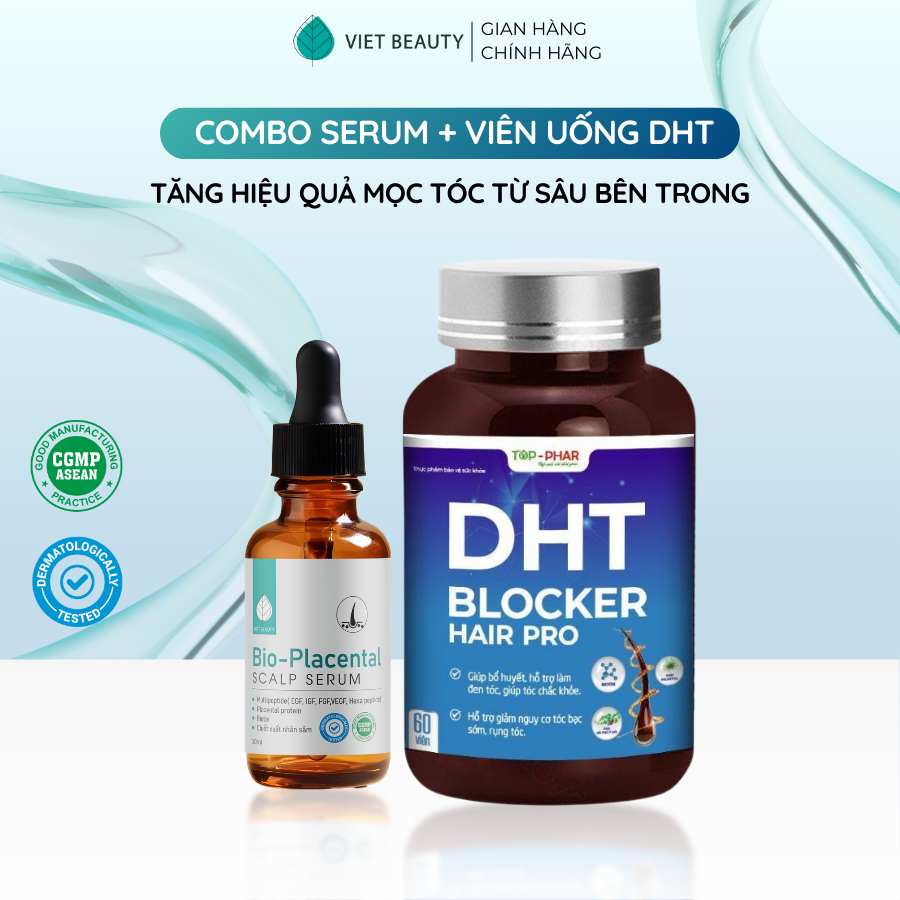 COMBO serum 30ml và viên uống DHT Blocker Good Hair hỗ trợ mọc tóc từ sâu bên trong