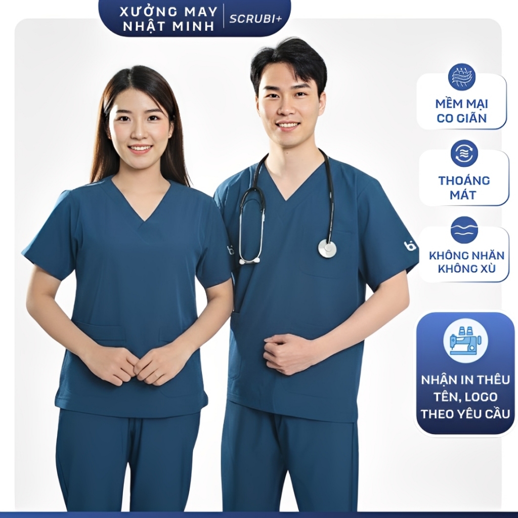 Bộ scrubs đồng phục spa vải co giãn, đồng phục thẩm mỹ viện,phòng khám, bộ quần áo điều dưỡng,dược sĩ,thẩm mỹ viện