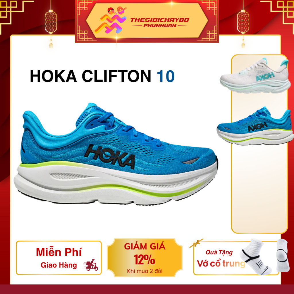[Voucher 28%] Hoka Clifton 10 - Giày Chạy Bộ Hoka Nam Nữ Chính Hãng