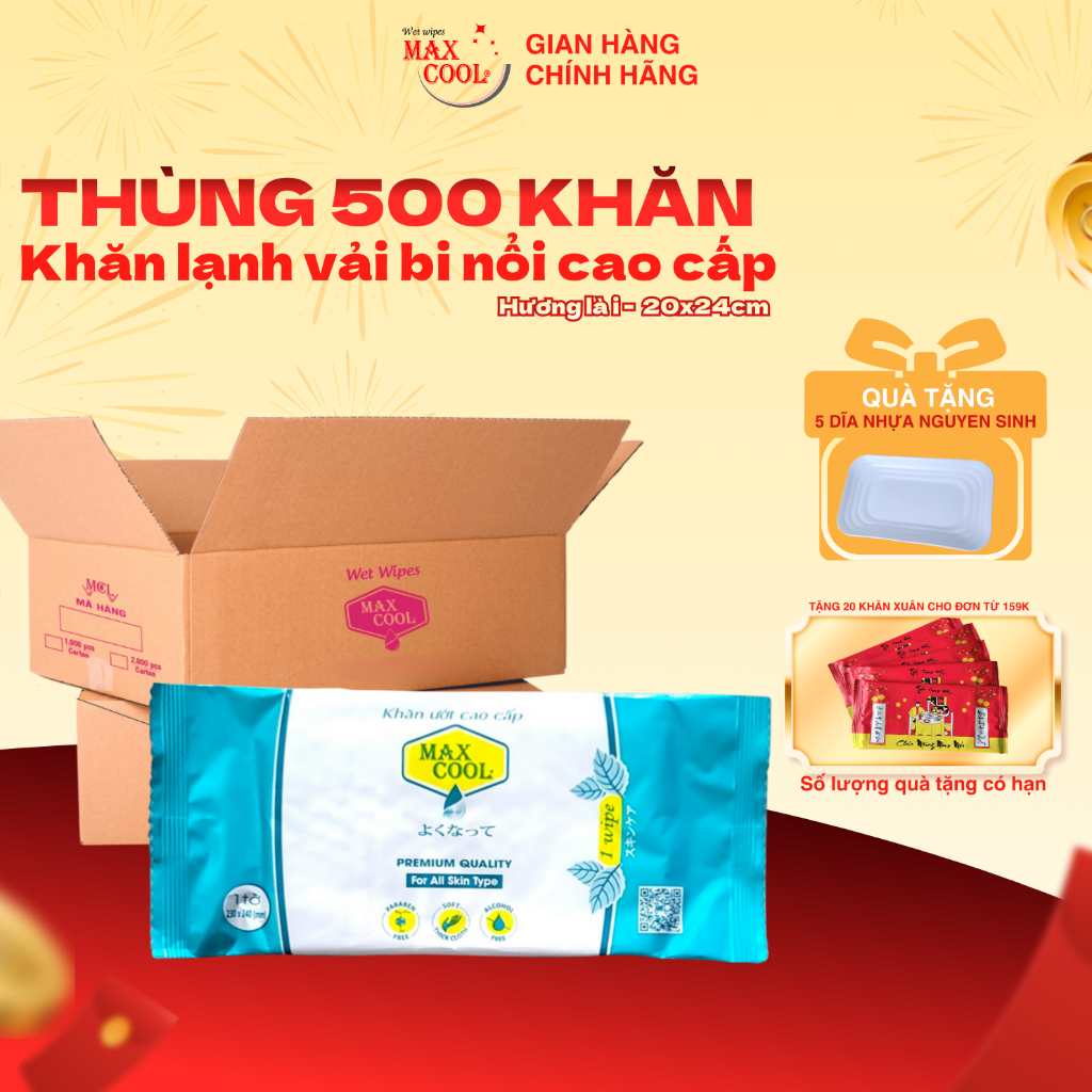 Combo 500 cái khăn lạnh 1 tờ siêu tiết kiệm kích thước 20x24cm