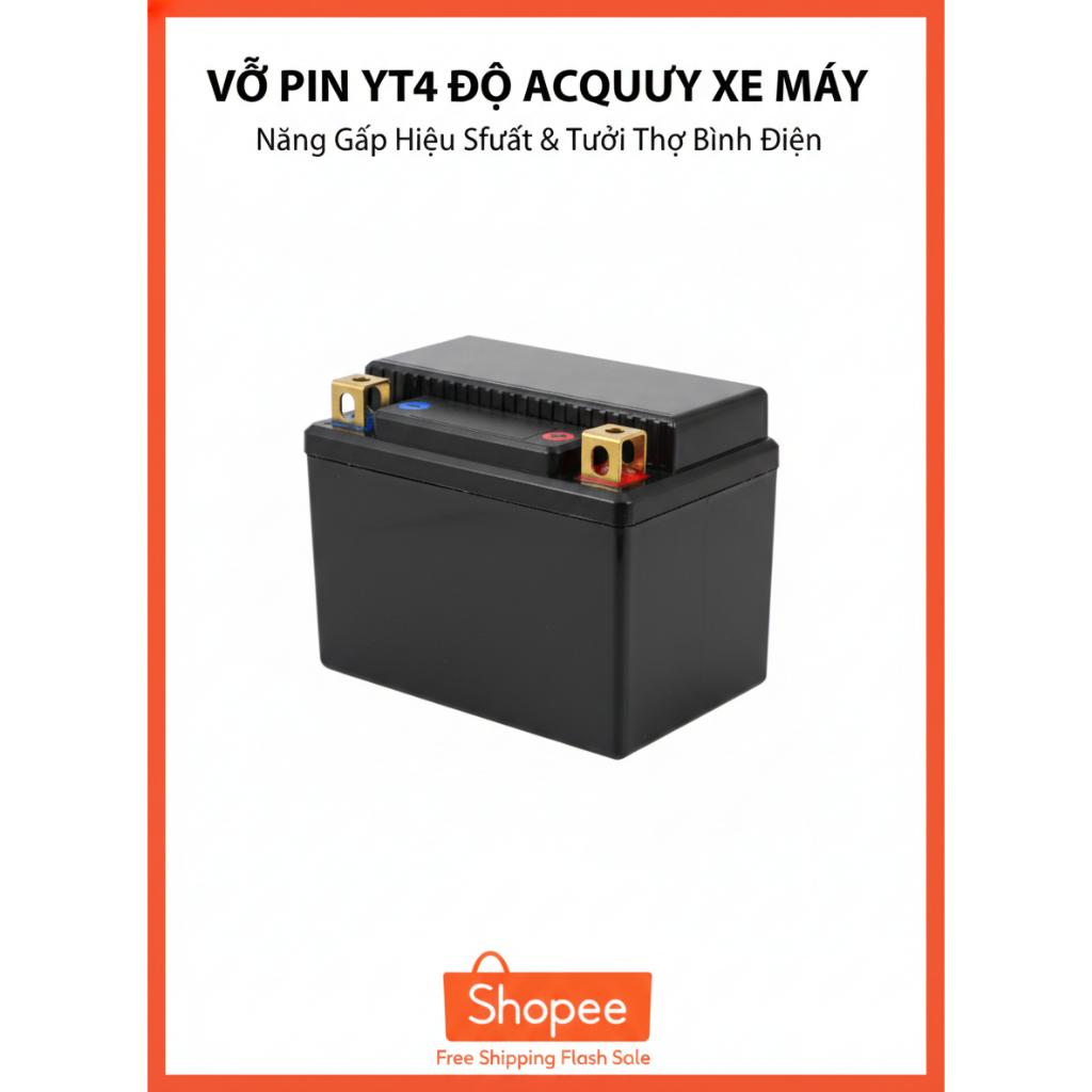 📦 Vỏ Bình Pin Xe Máy YT4 – Chuyên Dụng Độ Pin Lithium (Thay Thế Ắc Quy Zin)