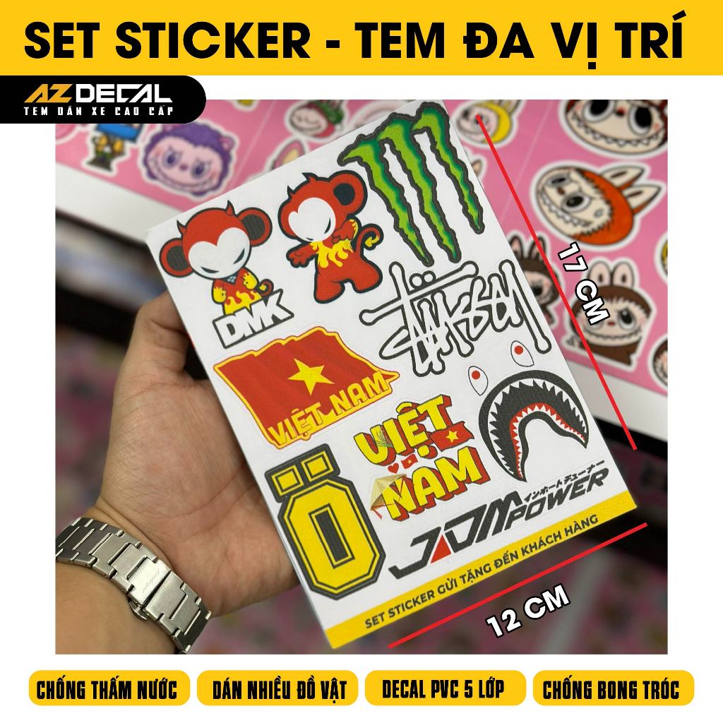 Set Sticker - Tem Đa Vị Trí | DVT-QT | Decal Cao Cấp Chống Nước - AZDECAL