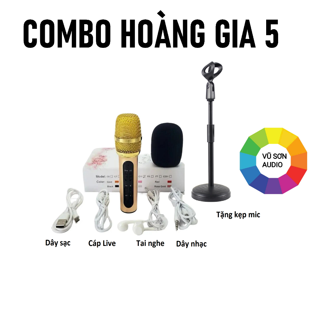 [COMBO HG5]-MICRO C11 HÀNG NÂNG CẤP LOẠI 1, KÈM GIÁ ĐỠ MIC, Mic Không Có Loa, Loại 3 Dây, Hát Live 2