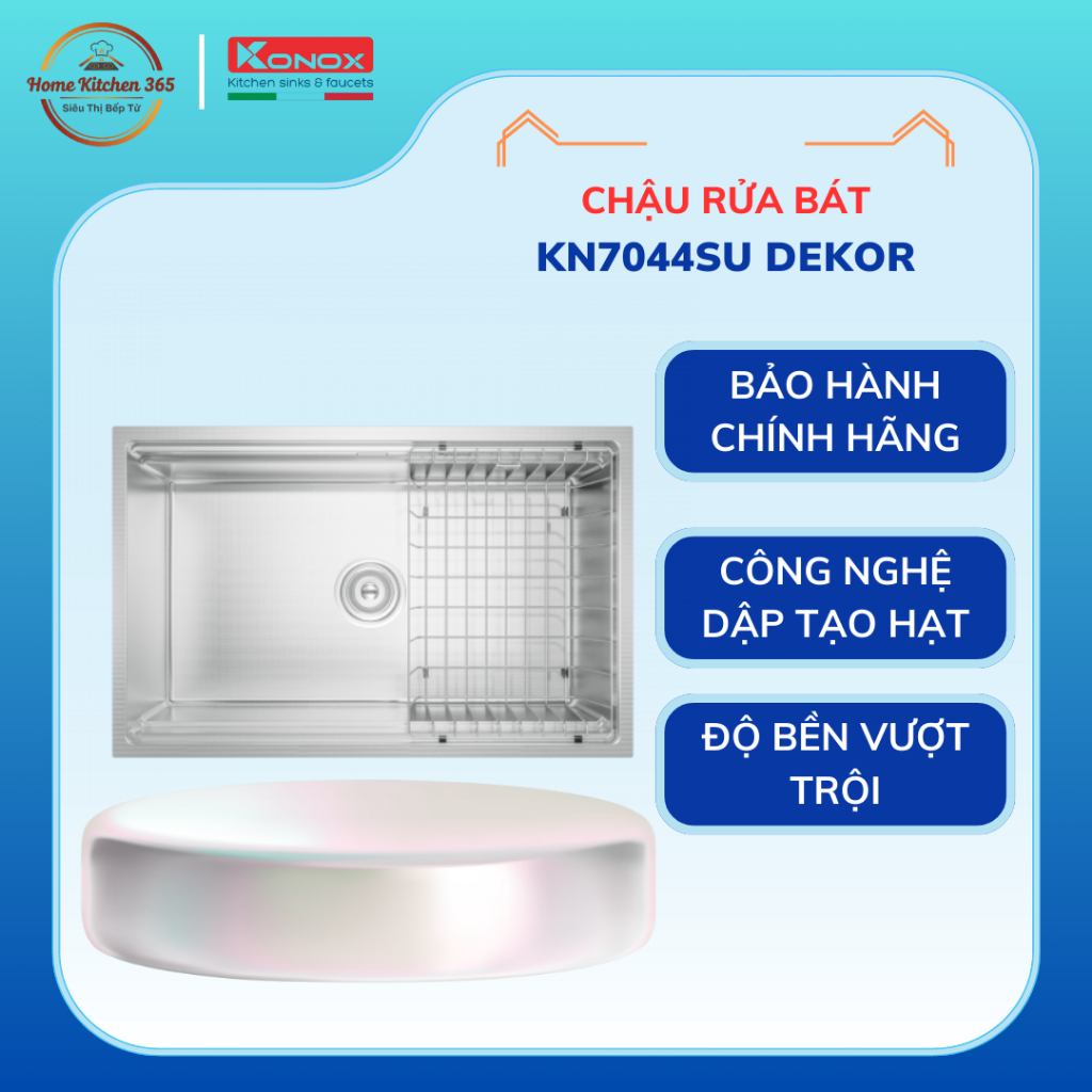 Chậu Rửa Chén Konox KN7044SU Dekor – Chậu Rửa 1 Hộc Âm Bàn Sang Trọng Undermount Sink