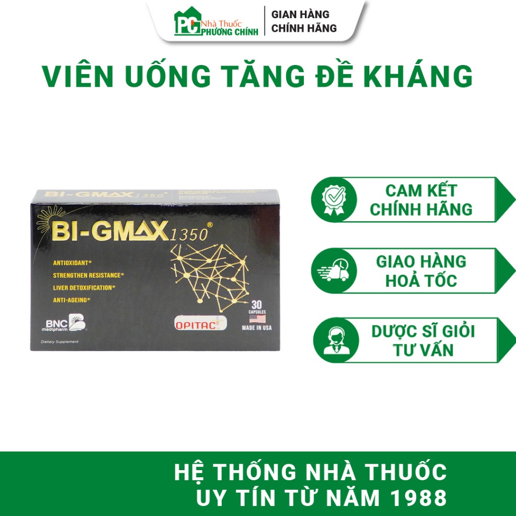 Viên Uống Chống Oxy Hoá BNC Medipharm Bi Gmax 1350 Hỗ Trợ Tăng Cường Sức Đề Kháng 30 Viên/Hộp