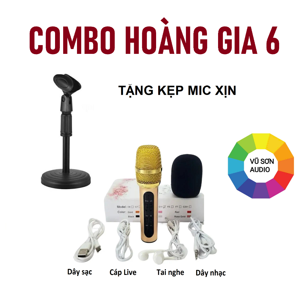 [COMBO HG6]-MICRO C11 HÀNG NÂNG CẤP LOẠI 1, KÈM GIÁ ĐỠ MIC, Mic Không Có Loa, Loại 3 Dây, Hát Live 2