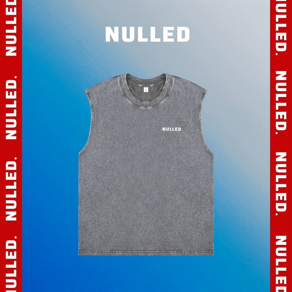 Áo tank top nam form rộng NULLED loang trơn màu wash xám  | N-T28-X