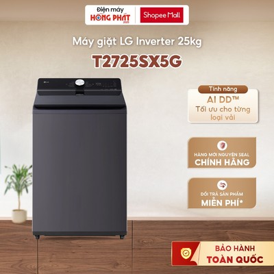 Máy Giặt LG AI DD Inverter 25Kg T2725SX5G - Giặt Hơi Nước Steam [Giao-Lắp HCM]
