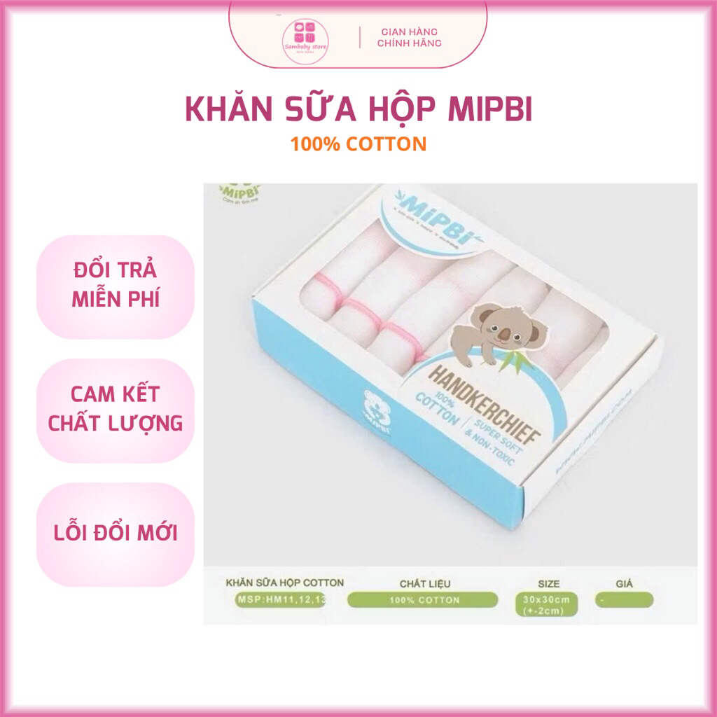 KHĂN SỮA HỘP MIPBI 30*30 MIPBI SIÊU MỀM
