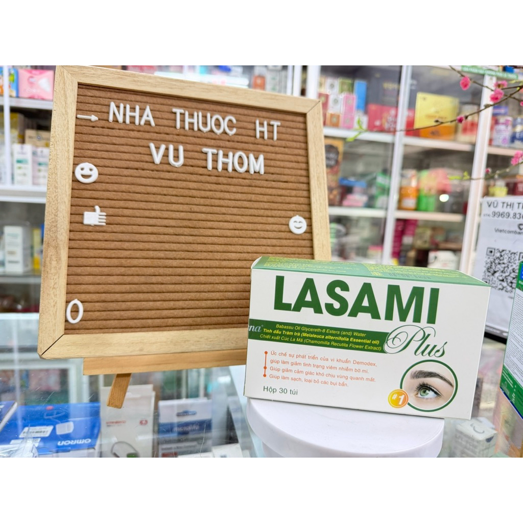 Miếng Gạc Lau Mi Mắt LASAMI PLUS Giúp Vệ Sinh Bờ Mi Làm Sạch và Loại Bỏ Bụi Bẩn Hộp 30 túi