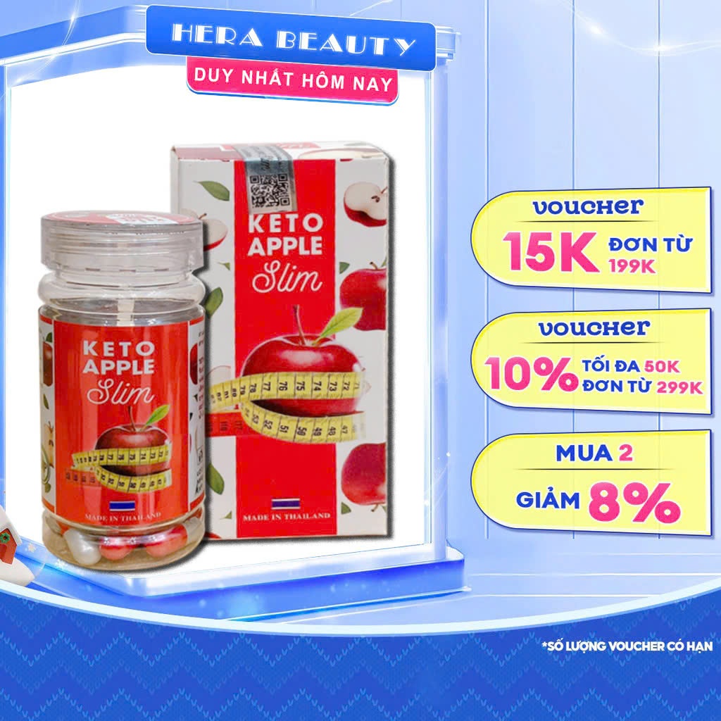 Giảm cân Keto Apple Slim Thảo Mộc Giảm Cân Thái Lan xổ mỡ đêm detox cơ thể an toàn 30 viên