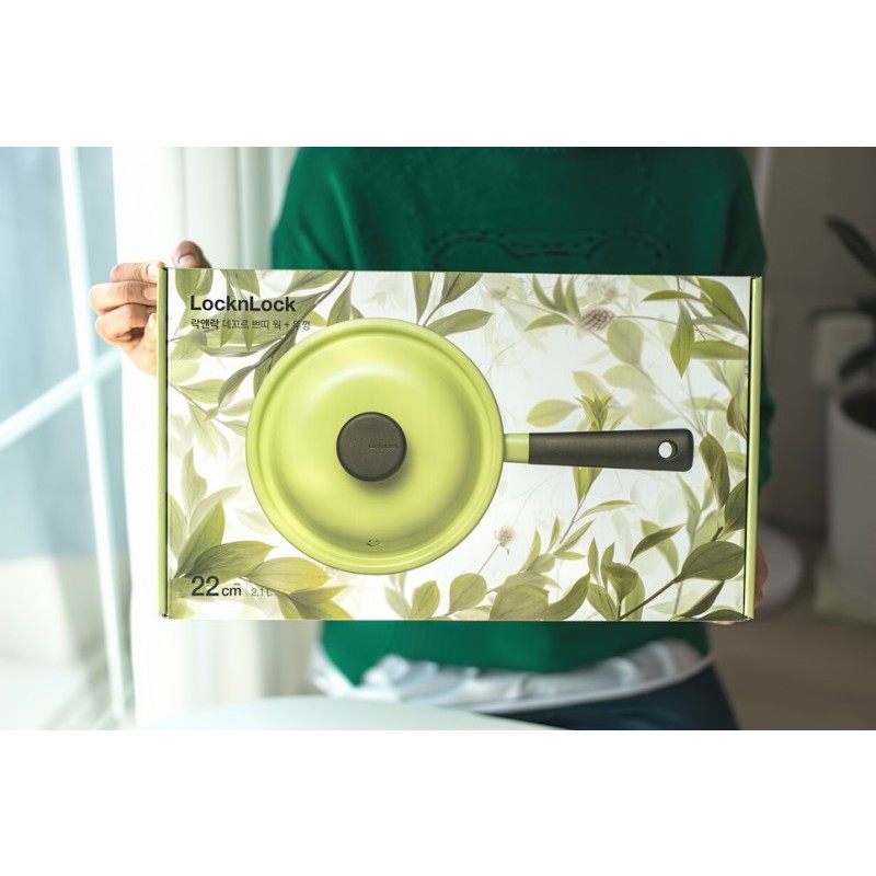 Chảo sâu lòng Decore Lock&Lock có nắp 2.1L 22cm màu xanh
