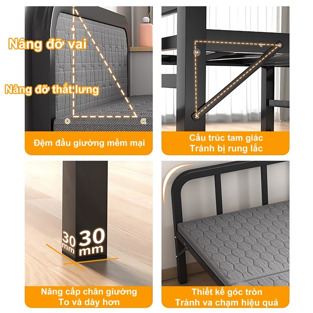 HEINO Giường gấp hàng nhập khẩu Thoải Mái Êm Ái Khổ Lớn Văn Phòng Nhà Ở Giường ngủ đơn đôi 1m2 | BigBuy360 - bigbuy360.vn