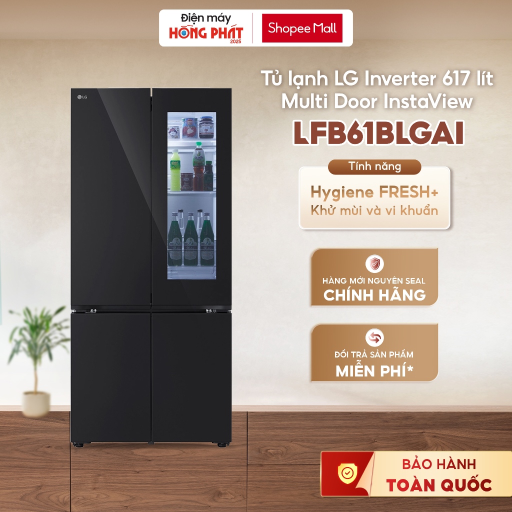 LFB61BLGAI | Tủ lạnh LG French Door Mặt Gương Màu Đen 617L LFB61BLGAI [FREESHIP HCM]