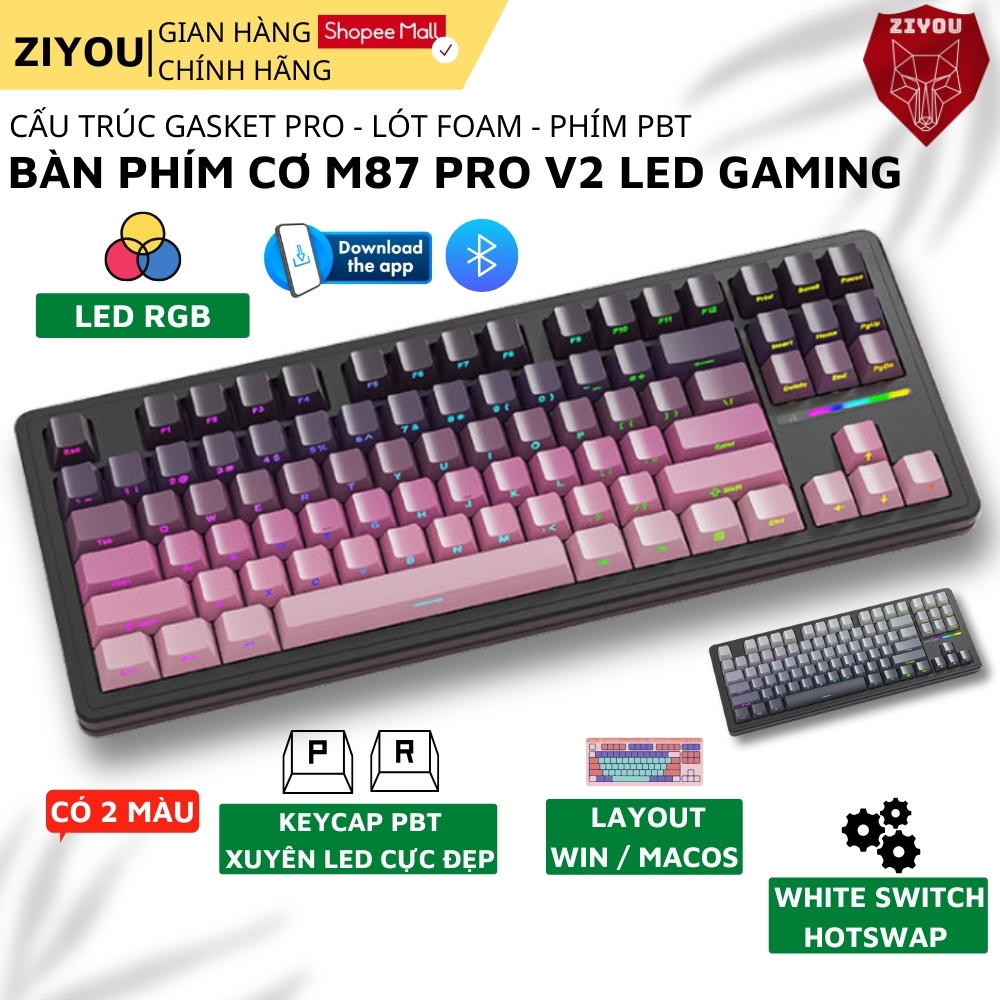 Bàn Phím Cơ Gaming Attack Shark M87 Pro V2 – Layout 87 Phím, LED RGB, Kết Nối 3 Mode, App Tùy Chỉnh