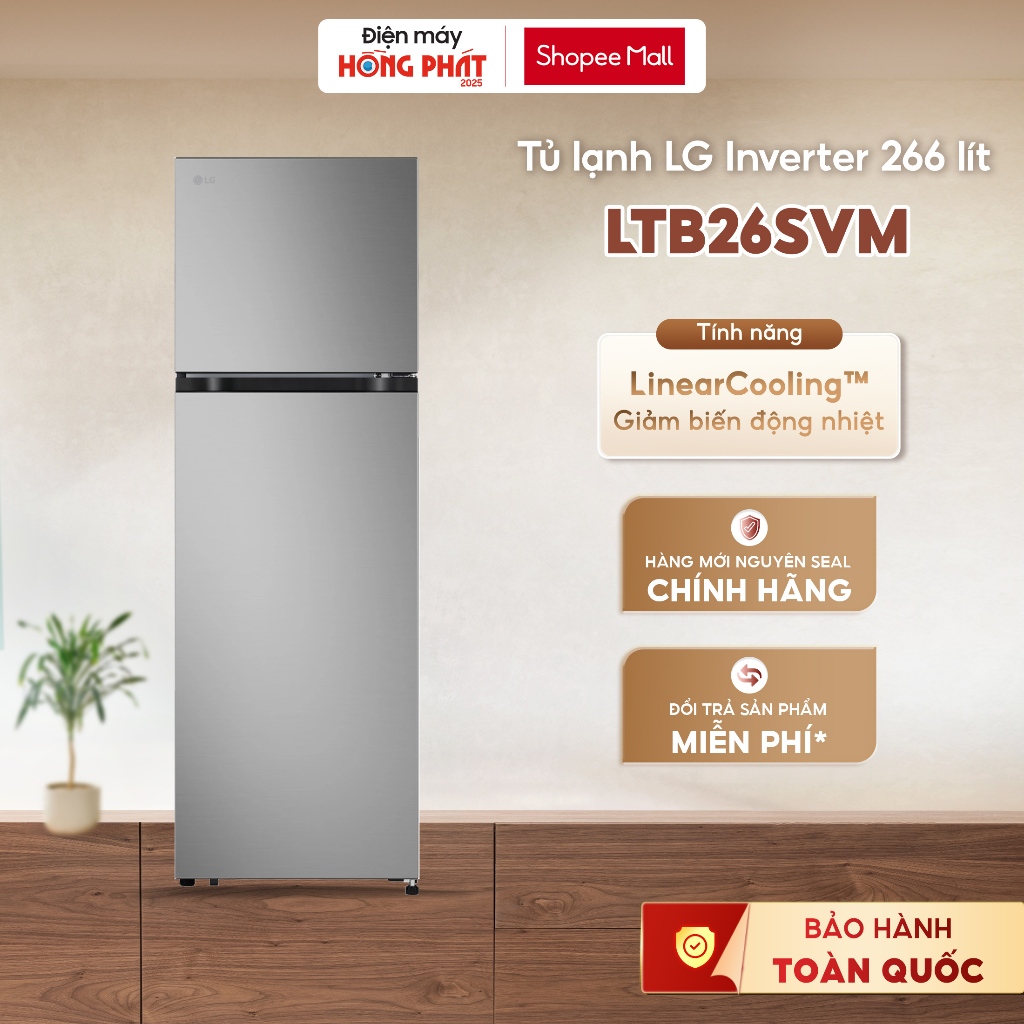 Tủ Lạnh LG Ngăn Đá Trên 266L Màu Bạc LTB26SVM [FREESHIP HCM]
