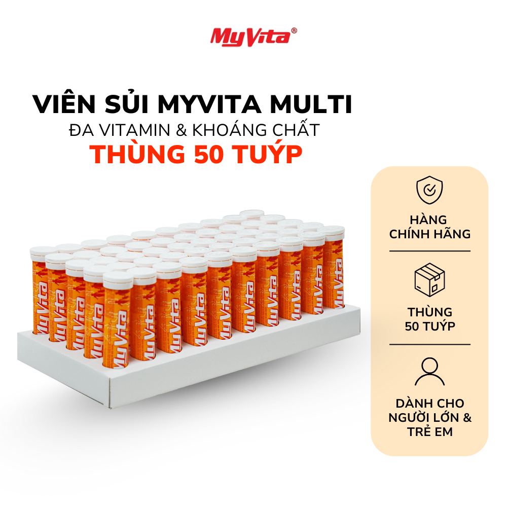 Thùng 50 tuýp viên sủi vitamin C, B và khoảng chất -TPBVSK MYVITA MULTI- tăng cường đề kháng cơ thể