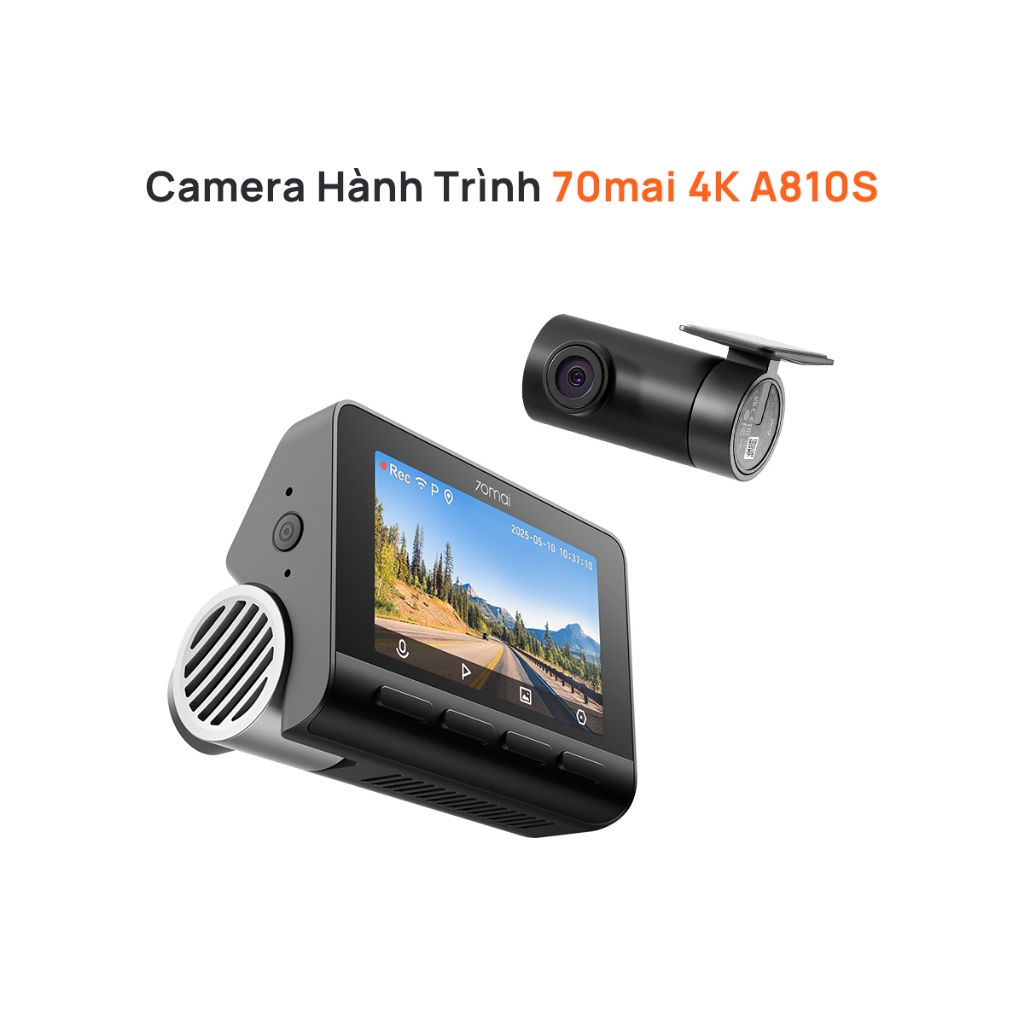 Camera Hành Trình 70mai A810s 4K + 1080P HDR - Ghi Hình Trước, Sau - Sony Starvis 2 IMX678 - Pin Siê