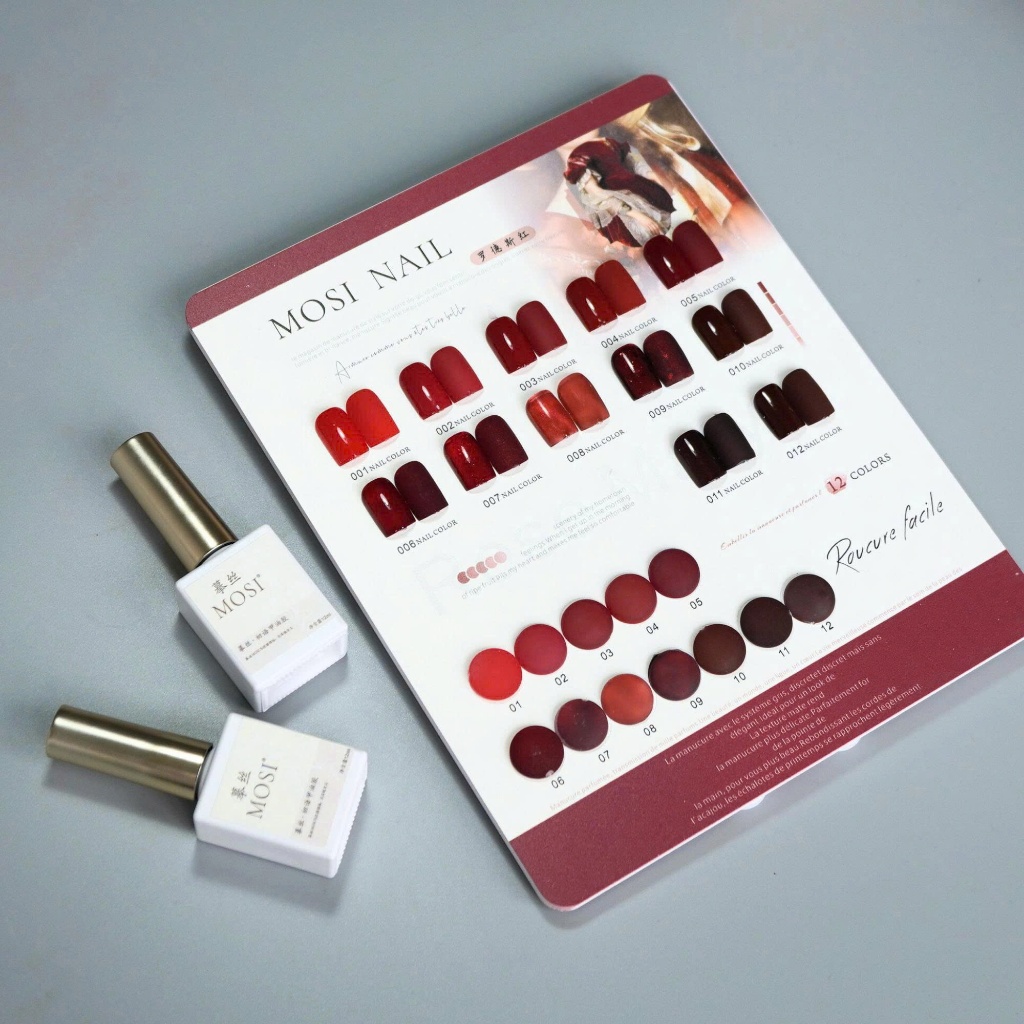 Set 12 Màu Sơn Gel Tone Đỏ Mosi Nail Nam Tước Đỏ, Bền Màu, Lên Màu Chuẩn