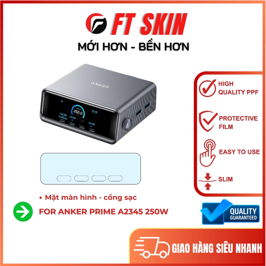 Miếng dán PPF cho trạm sạc Anker Prime A2345 bền bỉ, chống trầy xước, thiết kế bởi FT Skin