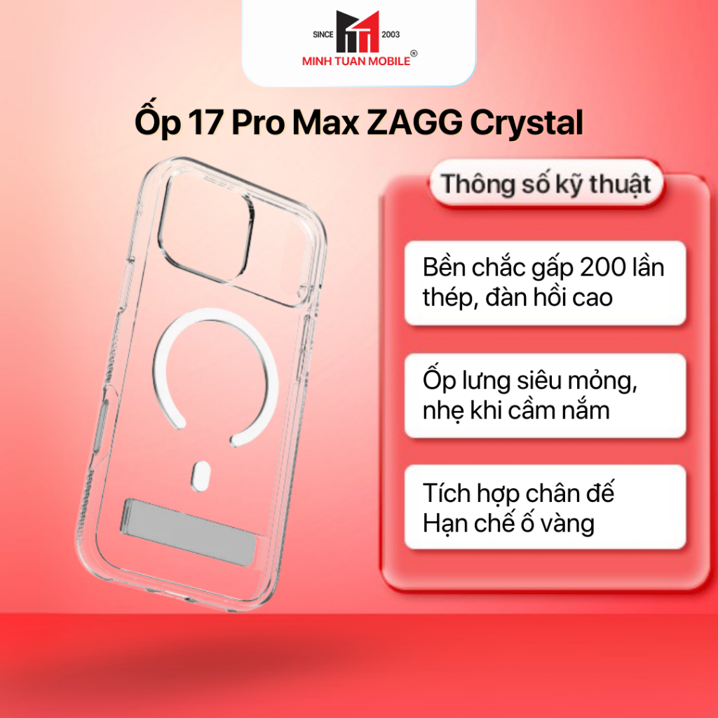 Ốp lưng điện thoại 17 series - ZAGG Crystal Palace Snap Kickstand