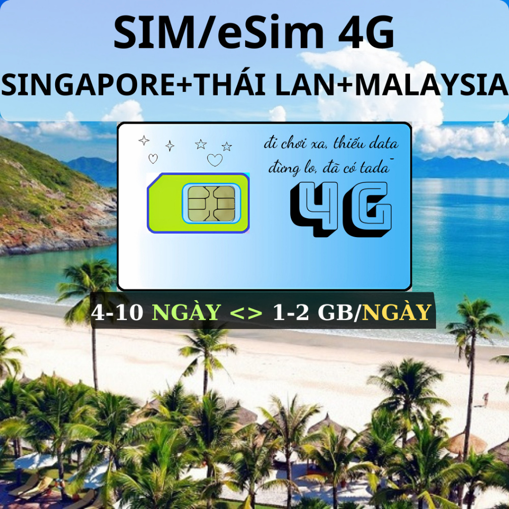 {Add là dùng} Esim data 4G Du lịch Singapore, Malaysia, Indonesia - Hỗ trợ 24/7