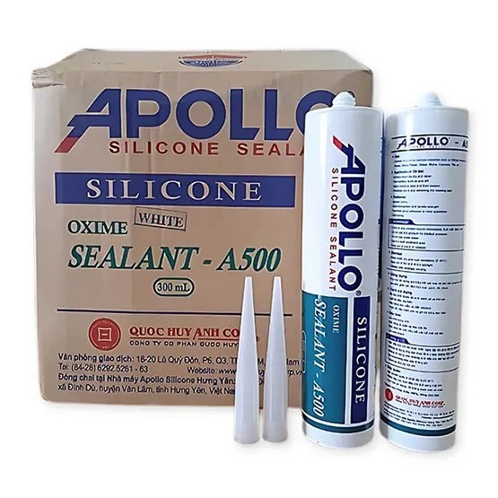 Keo silicon Apolo A500 trắng trong+trắng sữa