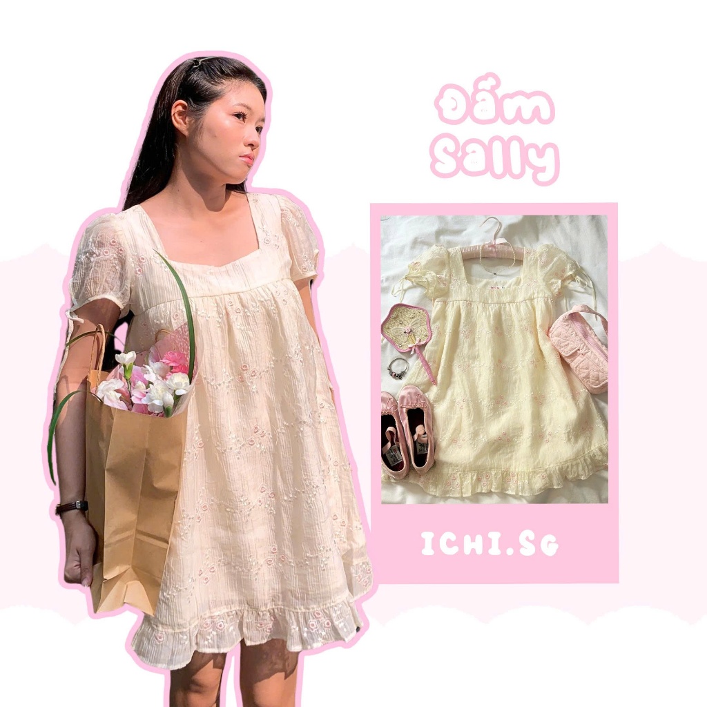 Sally dress - đầm babydoll tay phồng - ICHI.SG