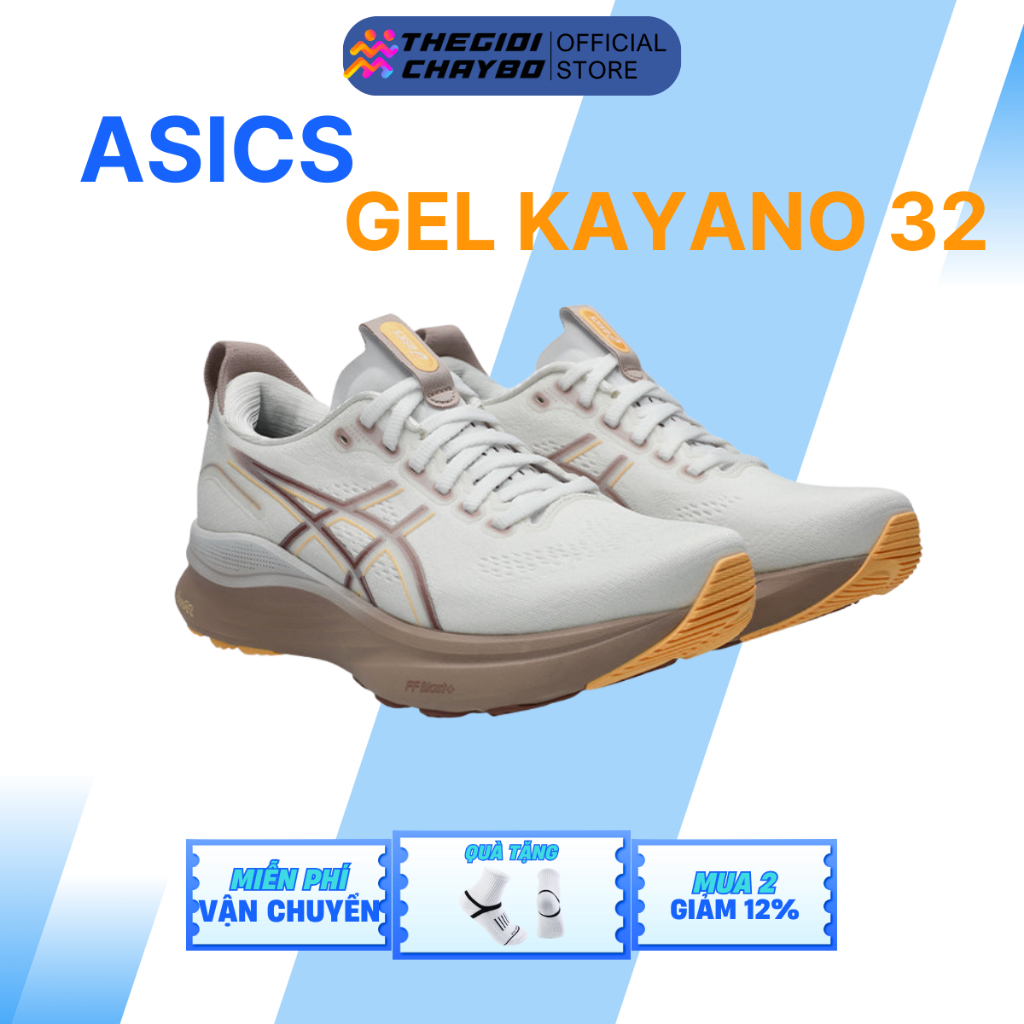 Asics Gel Kayano 32 - Giày Chạy Bộ Nữ Asics Êm Nhẹ Thoáng Khí - White/Orange Glow