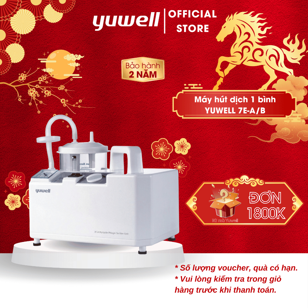 Máy Hút Dịch Mũi Yuwell 7E-A/B Sử Dụng Tại Nhà - An Toàn cho bé - Lực Hút Khỏe - Bảo hành 2 năm
