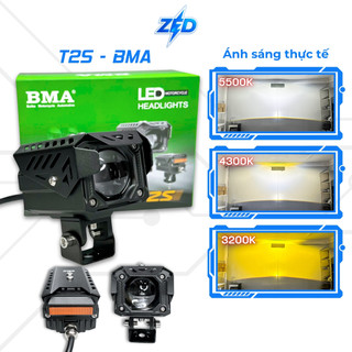 Đèn Trợ Sáng Bi Cầu T2S V1 BMA ( New 2026 - 3 Gam Màu ) 60W Siêu Sáng, Pha Màn Chập, Chiếu Xa 200m, Lắp Oto Xe Máy