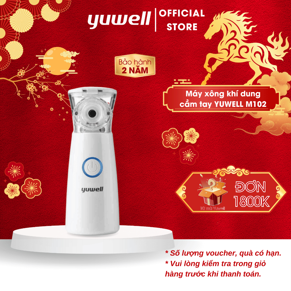 Máy Xông Mũi Họng Cầm Tay Nhỏ Gọn YUWELL M102 - Dùng Xông Khí Dung Hiệu Quả - Bảo Hành 2 Năm