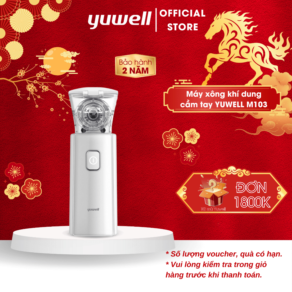 Máy Xông Khí Dung, Xông Mũi Họng Cầm Tay Yuwell M103 -Hỗ Trợ Viêm Phổi, Viêm Phế Quản-Bảo Hành 2 Năm