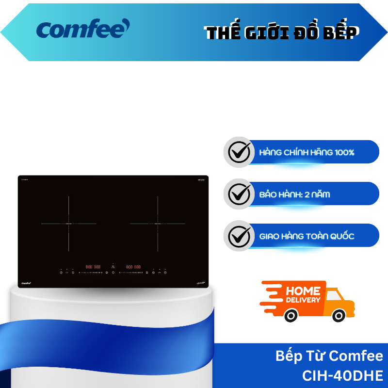 Bếp Từ Đôi Comfee CIH-40DHE  – Mặt Kính Hegon Cao Cấp – Làm Nóng Nhanh – TGB