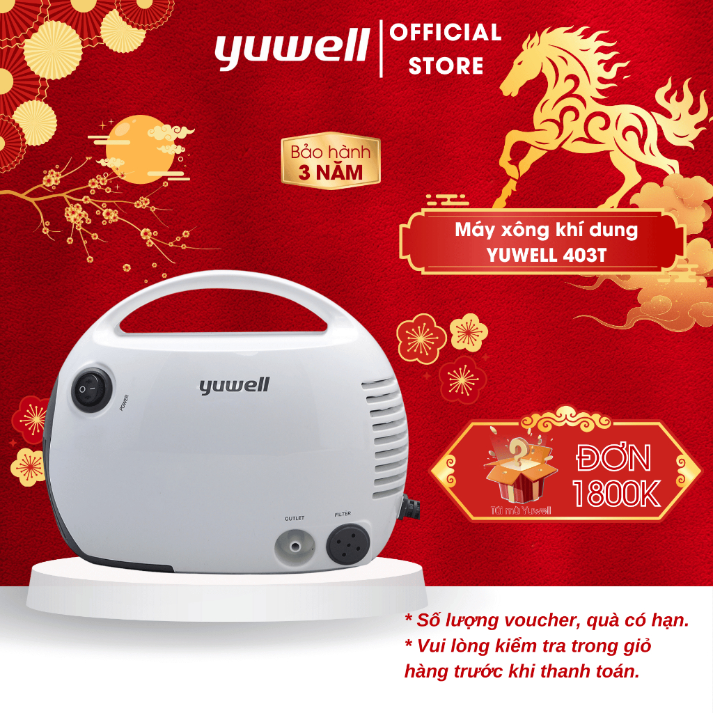Máy Xông Khí Dung Nén Khí YUWELL 403T Xông Mũi Họng Hiệu Quả - Bảo Hành 2 Năm - Nhập Khẩu Chính Hãng