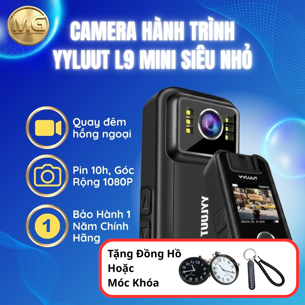 Camera Hành Trình YYLUUT L9 Mini Siêu Nhỏ – Quay Đêm Hồng Ngoại, Pin 10h, Góc Rộng 1080P – Bảo Hành 