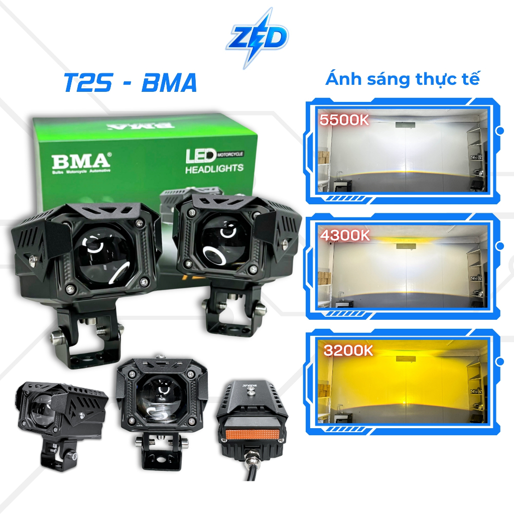 Đèn Trợ Sáng Bi Cầu T2S V1 BMA ( New 2026 ) - 60W Siêu Sáng, Pha Màn Chập, Chiếu Xa 200m, Lắp Oto Xe