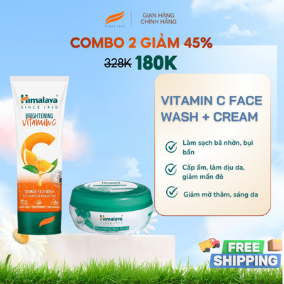 Combo dưỡng ẩm sáng mịn da tinh chất cam Himalaya Vitamin C Face Wash 100ml + Nourishing Cream 50ml