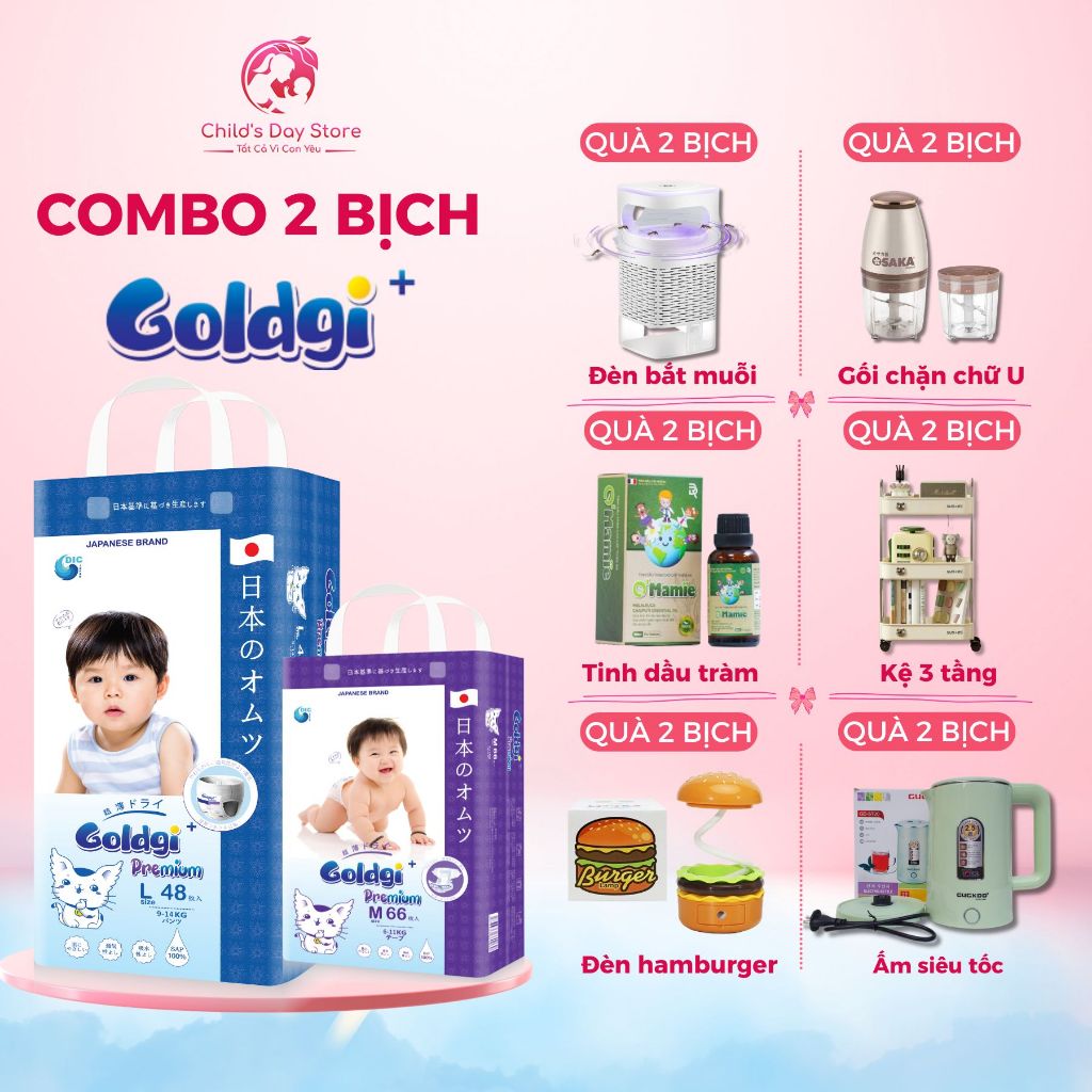 [ COMBO 2 CHỌN QUÀ ] Bỉm Goldgi + Premium, Tã Goldgi + Premium Cao Cấp Chính Hãng Thấm Hút Vượt Trội