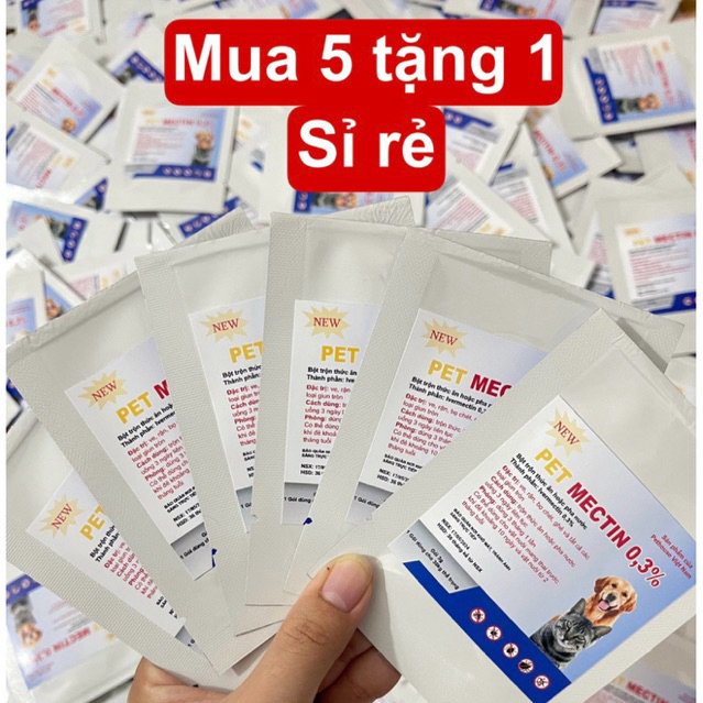 Combo 5 (tặng 1) Pet trộn cơm diệt ve, rận, bọ chó mèo
