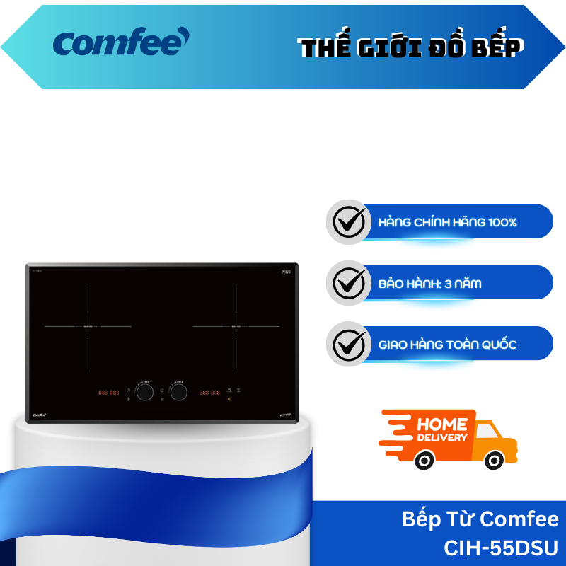 Bếp Từ Đôi Thông Minh Comfee CIH-55DSU – Công Nghệ AI Inverter – Điều Khiển Từ Xa Qua App - TGB