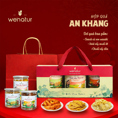 [TẶNG TÚI KRAFT XANH/ĐỎ] Hộp Quà Xuân An we'natur kèm quai xách dành tặng cho người thân, doanh nghiệp