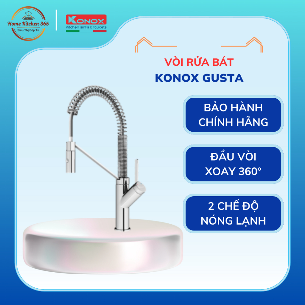 Vòi Rửa Chén Konox Gusta – Thiết Kế Hiện Đại, Inox 304 Bền Đẹp